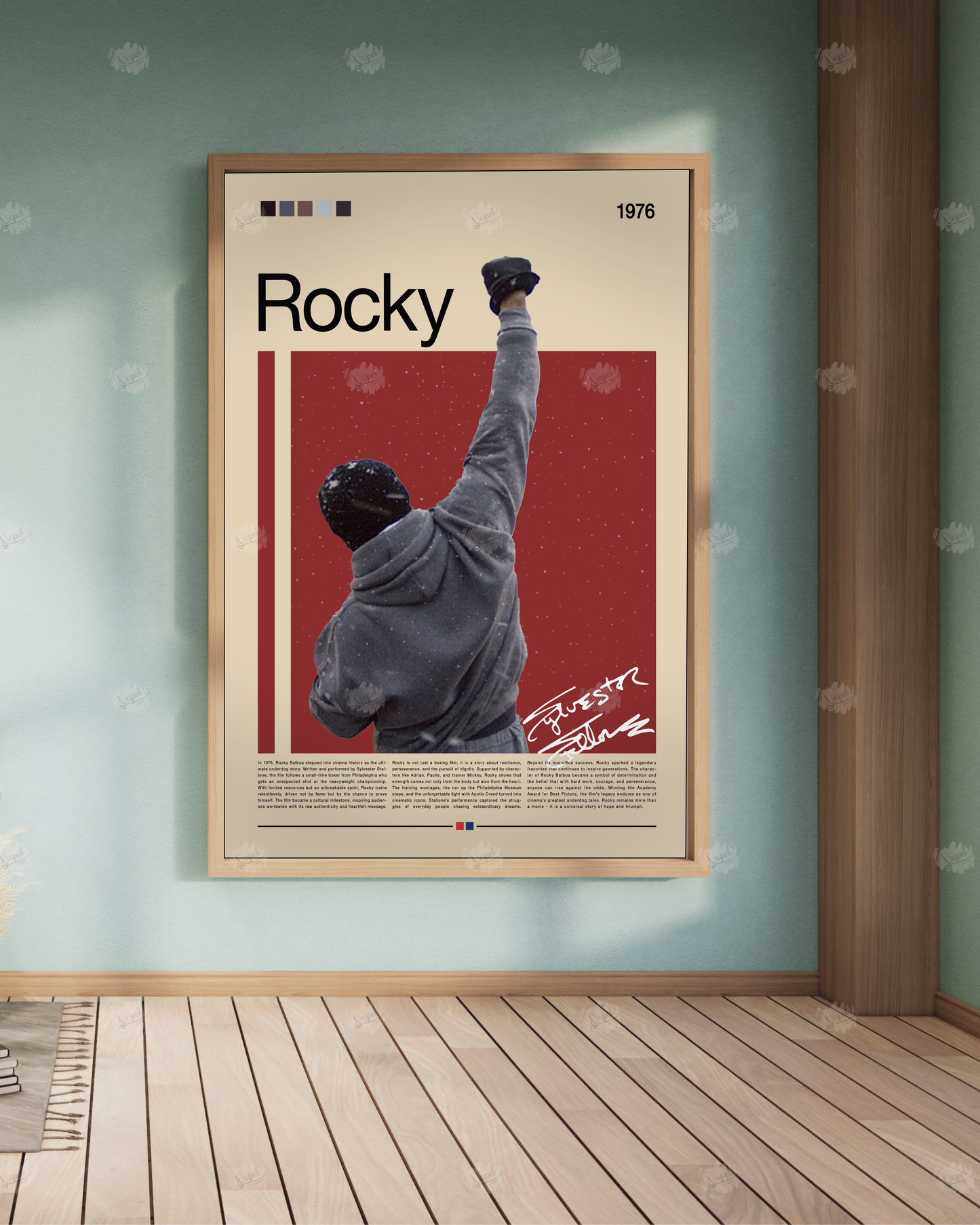 Rocky Poster, Motivationsposter Boxen, Kultfilm Wanddeko,  Retro Kunstdruck für Sportler und Filmfans, Geschenkidee für Boxsport & Training