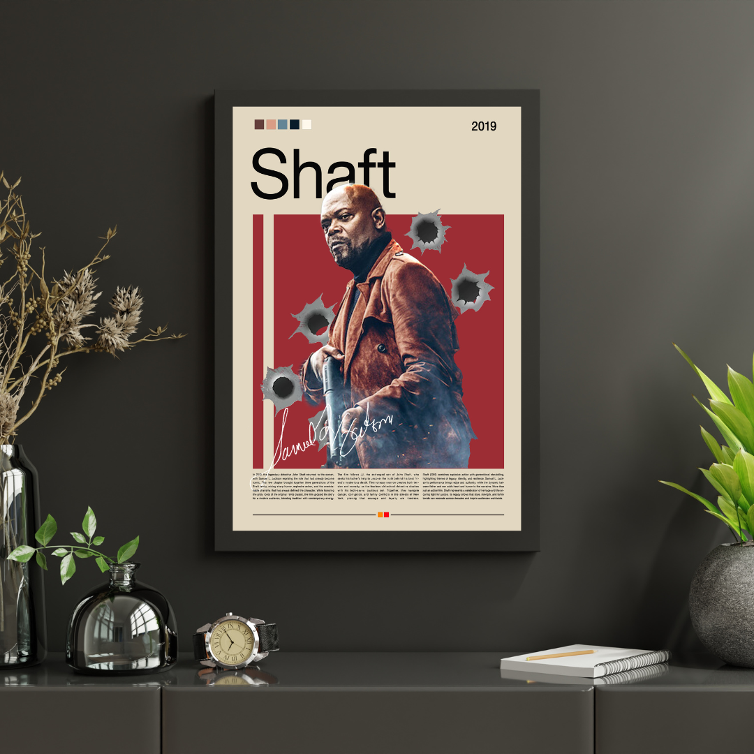 Shaft Poster 2019, Samuel L. Jackson Filmplakat, Kino Wandkunst, Retro Movie Print, Shaft Digital Download, Wohnzimmer Dekoration Film Fan