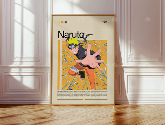 Naruto Poster Anime Wanddeko, Japanischer Manga Kunstdruck,  Ninja Illustration im modernen Stil,  Geschenk für Anime Fans und Gamer, Manga